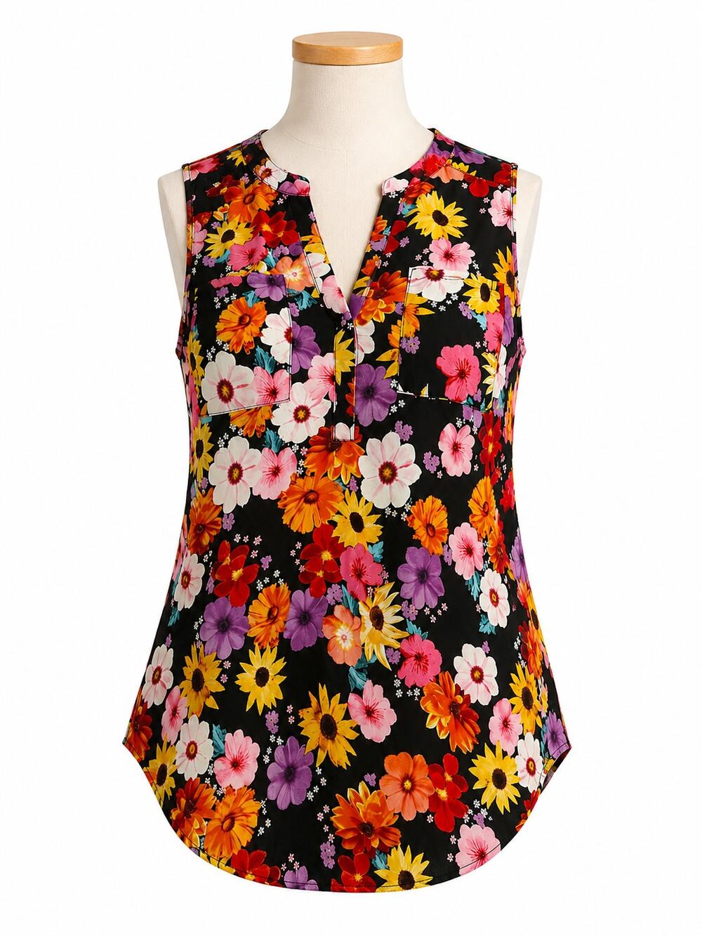 Torrid Harper Floral Black Multicolor Sleeveless Blouse - Size 2